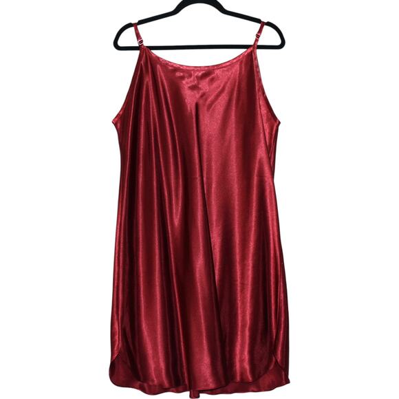 Beautiful Red Silky Mini Slip Dress Size Large - Picture 1 of 5